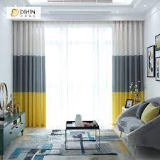 Dihin Home Modern Three Colors Spliced Curtains Blackout Grommet Window Curtain For Living R Yellow Living Room Living Room Windows Yellow Curtains Living Room