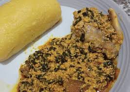 Egusi in wasser zerrinnen lassen und in die suppe rühren. Recipe Of Quick Egusi Soup And Eba The Menu Box