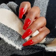 Red coffin nails | red acrylic nails, red nails, coffin. Red Nails Medium Coffin Nails Bright Red Nail Manicure Laralabeaut Bright Red Nails Red Nails Nails