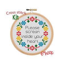 A quick tutorial for pattern design by hand or using cross stitch design software. Please Scream Inside Your Heart 2020 Meme Funny Subversive Cross Stitc Funny Cross Stitch