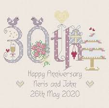 Another brick in the wall, back stitch pattern. 30th Anniversary Numbers Pearl Nia Cross Stitch