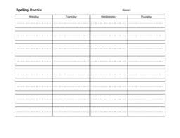 Spelling Practice Blank Worksheet With Dotted Lines Spelling Words Spelling Practice Spelling And Handwriting