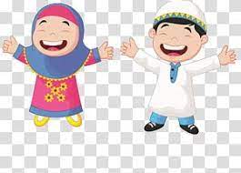 muslim cartoon child illustration muslim students boy and girl raising hands transparent backgroun boy and girl cartoon children illustration kids background