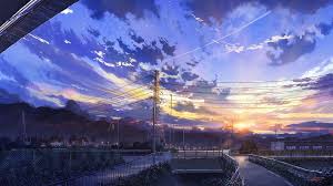 Purple and orange clouds during sunset. Anime Sunrise Scenery Sky Clouds 4k Wallpaper 222