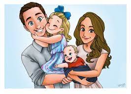 Custom Family Portrait Disney Style Drawing Valentines Day Anniversary Present Idea Custom Family Portrait Disney Style Drawing Family Portraits