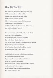 How Did You Die Poem Cool Words Poems Knowledge And Wisdom