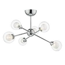 Light fixture number of lights. Contemporary Chrome 6 Light Ceiling Light With Glass Globe Shades