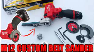 The weight is centered for optimum balance and control. Milwaukee M12 Cut Off Tool Customized Into A Belt Sander Custom Conversion Youtube