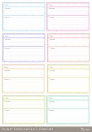 4x6 Recipe Card Template Paisley Recipe Cards And Divider Set For 4x6 Inch Recipe C Printable Recipe Cards Recipe Cards Recipe Cards Printable Free