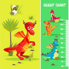 Height Chart In Prehistoric Dinosaur Creatures Cartoon