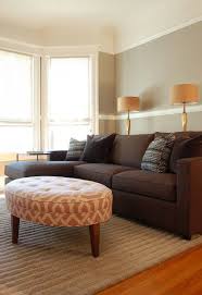 Pink Brown Gray Gray Walls With Chair Rail Bay Windows Chocolate Brown Linen Sofa With Chaise Brown Living Room Brown Living Room Decor Living Room Grey