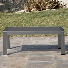 Crested Bay Patio Furniture Outdoor Grey Aluminum Coffee Table With Tempered Glass Table Aluminum Coffee Table Outdoor Coffee Tables Tempered Glass Table Top