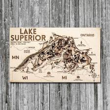 Lake Superior Wood Map 3d Topographic Wood Chart