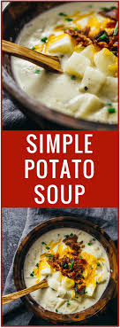 Creamy Potato Soup With Bacon And Cheddar Cheesy Potato Soup Simple Potato Soup Comfort Food One Potato Bacon Soup Potato Soup Easy Creamy Potato Soup