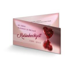 Funkelnd darf es heute sein. Einladungskarte Rubinhochzeit Und Perlenhochzeit Einladung