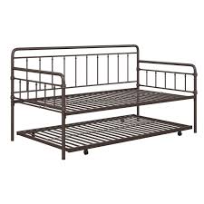 The wood and metal combination used in the design of this daybed with trundle allows a perfect and beautiful silhouette. Dhp Winston Metal Daybed And Trundle Twin Size Sofa Bed Frame In Bronze Dz99711