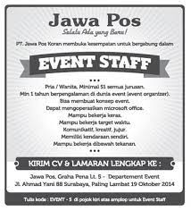 Maybe you would like to learn more about one of these? Pt Jawa Pos Koran On Twitter Lowongan Kerja Di Jawa Pos Event Staff Http T Co X20vqdvtqh