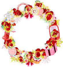 atelier b w 母の日のフリーイラスト素材 カーネーションの雑貨で作られたリース free フリー素材 イラスト フリーイラスト 和柄 イラスト