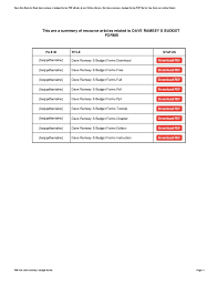 Dave ramsey chapter 3 budgeting. Dave Ramsey S Budget Forms