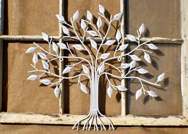Outdoor Indoor Metal Wall Art Wall Decor Tree Of Life White Tree Home Decor Patio Wall Art Metal Garden Wall Art Patio Wall Art Metal Flower Wall Decor