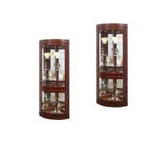 The amish deluxe small corner curio cabinet is shown here in oak wood. Set Of 2 Corner Curio Cabinet In Chocolate Cherry Walmart Com Walmart Com