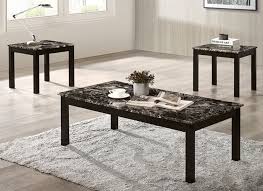 Cecere 3 Pc Black Faux Marble Wood Table Set By Furniture Of America