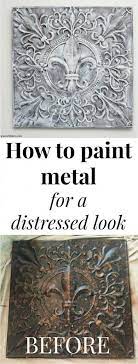 How To Paint Metal For A Distressed Look Green With Decor Metal Wall Art Diy Metal Tree Wall Art Metal Decor Diy
