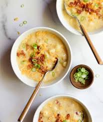 Next, you pour your chopped ingredients into a slow cooker, add the broth, butter, garlic, salt and pepper and cook it on high for about 5 hours. Loaded Cheesy Potato Soup