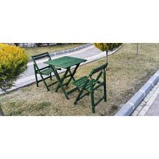 Tekzen Ahsap Katlanir Masa 2 Sandalye Takimi Yesil Tekzen