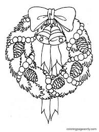 The spruce / wenjia tang take a break and have some fun with this collection of free, printable co. Christmas Wreath With Bells And Bow Coloring Pages Christmas Wreath Coloring Pages Coloring Pages For Kids And Adults
