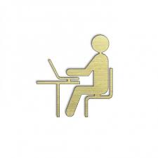 Pictogramme bureau pleine masse en laiton (en logo) - 10 ou 15cm - (Accueil)
