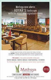Mathsya South Indian North Indian Foods Ad Times Of India Chennai Check Out More Hotels Restaurants Advertisement Food Ads Buffet Restaurant North Indian