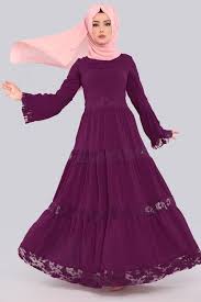 Elbise Dantelli Tesettur Elbise Knz3152 Mor Elbise Islami Giyim Elbise Modelleri