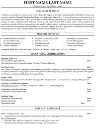 Financial Planner Resume Sample Template