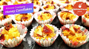 Stir in cornflakes, dried fruit and raisins. Almond Cranberry Honey Cornflakes A K A Honey Joy Mykitchen101en Youtube