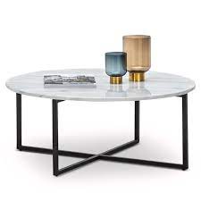 An upholstered ottoman can serve as a coffee table and bring a cozy touch to a room, while a sleek marble coffee table adds instant elegance and sophistication. Ellie White Marble Black Round Coffee Table Bunnings Australia