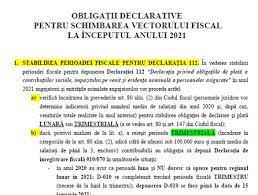 Cu titlu de exemplu, enumerăm declarațiile fiscale care pot fi depuse online Schimbarea Vectorului Fiscal La Inceputul Anului 2021 Stabilirea Perioadei Fiscale Pentru DeclaraÈia 112 Info ObligaÈii Cabinetexpert Ro Blog Contabilitate