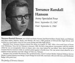 SP4 Terrance Randall Hanson, Stewartville, MN