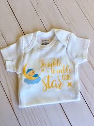 Onesies are staples in baby supplies, and this one is really easy to sew. Twinkle Twinkle Little Star Baby Shower Decorations Custom Onesie Cute Baby Onesie