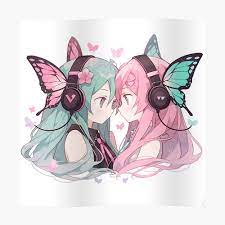 Vocaloid Magnet, minato, Hatsune Miku, Megurine Luka, butterfly  headphones,