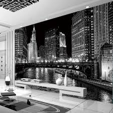 Descubrí la mejor forma de comprar online. Papel Tapiz 3d Personalizado Murales De Paisaje De Ciudad De Noche En Blanco Y Negro Sala De Estar Como Telon De Fondo De Tv Papel De Pared Simple Moderno Papel De Parede De Paredecustom
