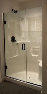 Frameless neo angle shower enclosure from delta. Showroom Displays Fiberglass Shower Door Tub To Shower Remodel Fiberglass Shower