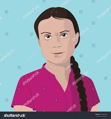 Greta Thunberg Flat Vector Cartoon Cartoon Book Drawing Pink Shirt