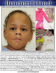 South Carolina The Anderson County Sheriff S Office Needs Your Help In Identifying A Toddler Who Was Abandoned On T To My Daughter Anderson County Amber Alert