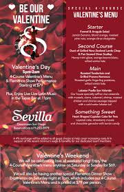 Valentine's day restaurant menu ideas. Valentine S Day Menu San Diego Cafe Sevilla Restaurant Tapas Southern California