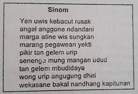 Serat wedahatama kaanggit dening kanjeng gusti pangeran adipati arya ( k.g.p.a.a ) sri mangkunegara iv. Tulisen Paugeran Tembang Sinom Ing Dhuwur Manut Guru Gatra Guru Wilangan Lan Guru Lagune Brainly Co Id