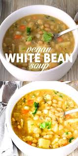 Vegan White Bean Soup Healthier Steps In 2020 Bean Soup Recipes Vegan Dinner Recipes Vegan Soup Recipes