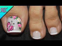 Pintados de uñas geooo, quevedo. Mariposa Y Rosas En Unas Para Pies Butterfly Nail Art French Nail Art Nlc Youtube Unas De Gel Para Pies Unas Manos Y Pies Disenos De Unas Pies