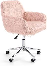 amazon com alpha home office chair ergonomic faux fur desk chair adjustable vanity chair rolli home office chairs modern furniture living room pink desk chair