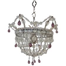 When you turn on the light, you can see nice lights and shadows on the ceiling. French Flush Mount Beaded Maison Bagues Beaded Amethyst Mirror Chandelier 1920s For Sale At 1stdibs